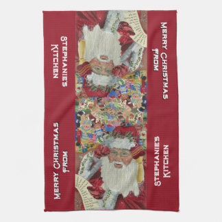 Custom Classic Santa Kitchen Towels Christmas Red