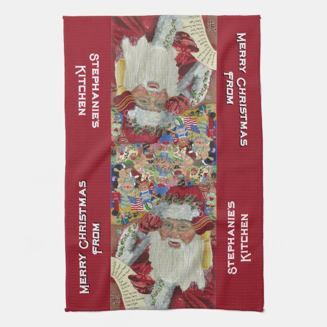 Custom Classic Santa Kitchen Towels Christmas Red (Vertical)
