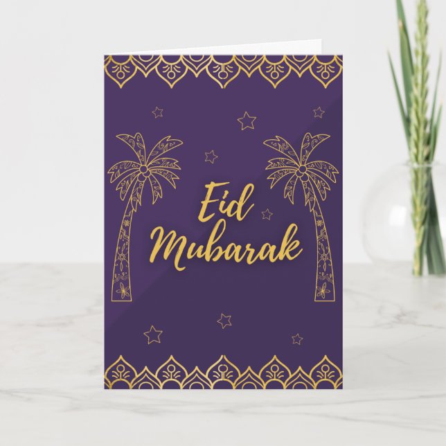 Custom Classic Traditional Purple Eid Card (Front)