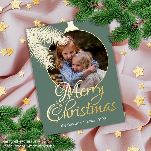 Custom Classic White Pine Tree Needles Gold Foil Holiday Postcard (Creator Uploaded)