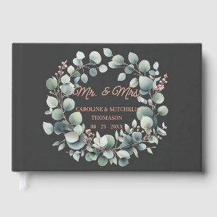 Custom Classy Calligraphy Couple Names Rose Gold Guest Book