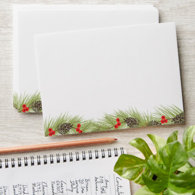 Custom Classy Holiday Season Garland Wreath Envelope (Stacked)