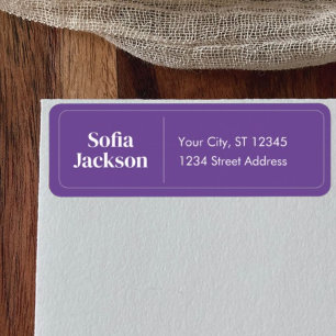 Custom Clean Purple & White Script Return Address