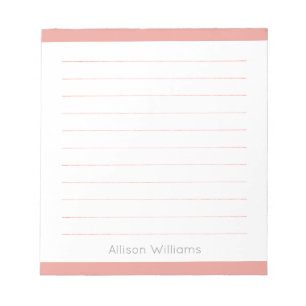 Custom Clean Simple Rose Pink Lined Notepad