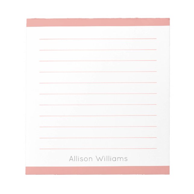 Custom Clean Simple Rose Pink Lined Notepad (Front)