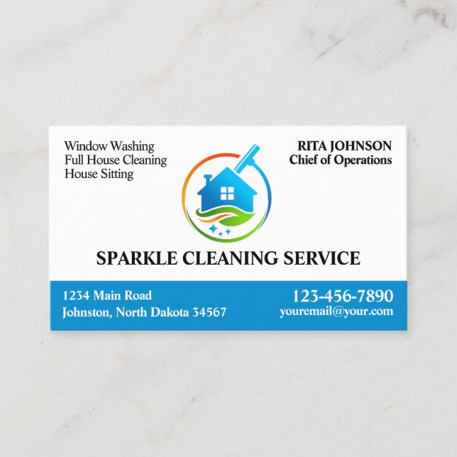 Custom Cleaning Service Logo Business Cards (Front)