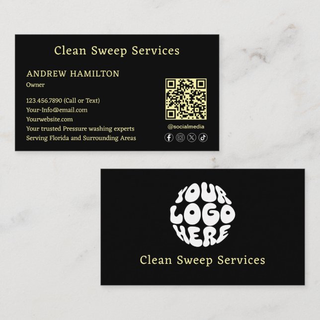 Custom Cleaning Service Simple Modern Job Template Business Card (Front/Back)