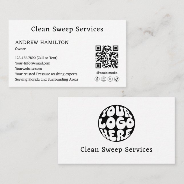 Custom Cleaning Service Simple Modern Job Template Business Card (Front/Back)