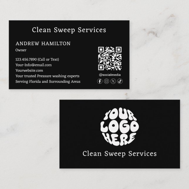 Custom Cleaning Service Simple Modern Job Template Business Card (Front/Back)