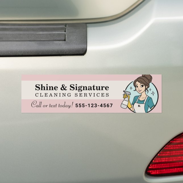 Custom Cleaning Services Maid Logo  Bumper Sticker (On Car)