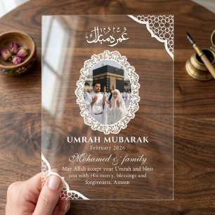 Custom Clear Acrylic Umrah Mubarak Photo Invitations