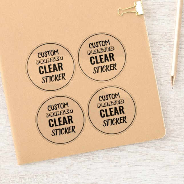 Custom Clear Round Vinyl Label Stickers (Notebook)