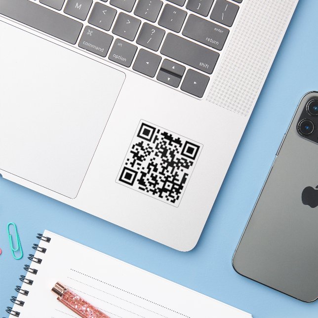 Custom Clear Waterproof Qr Code Stickers (Laptop w/ iPhone)
