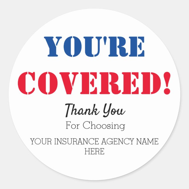 Custom Client Thank You Insurance Marketing Classic Round Sticker (Front)