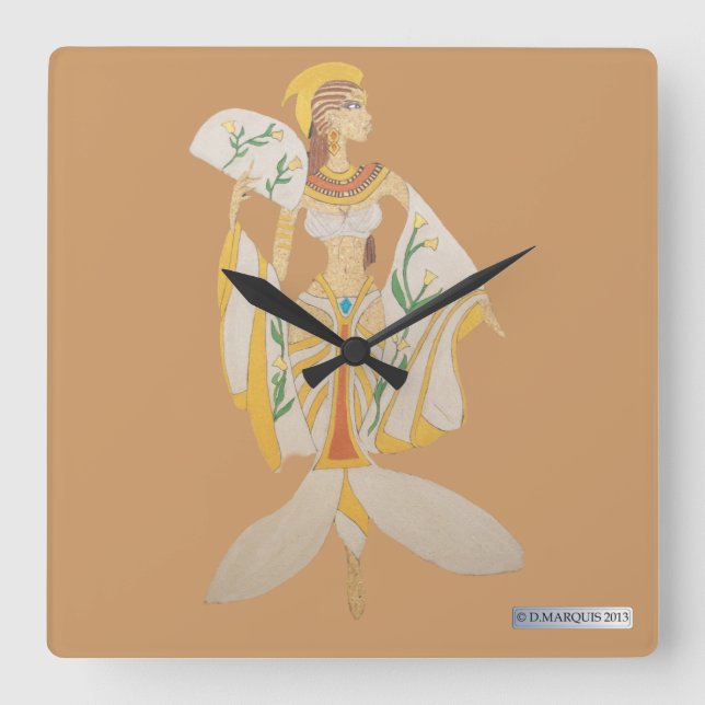 CUSTOM CLOCK- GODDESS#2 SQUARE WALL CLOCK (Front)