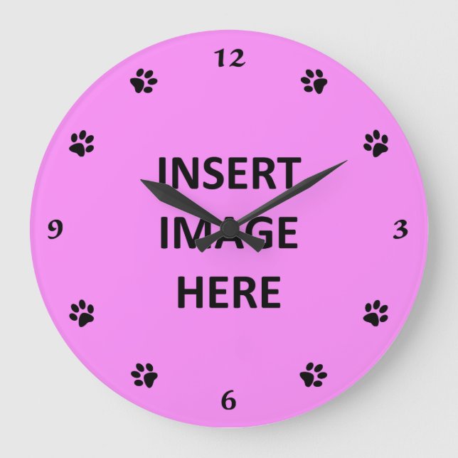 Custom Clock Template Black Numbers and Paw Prints (Front)