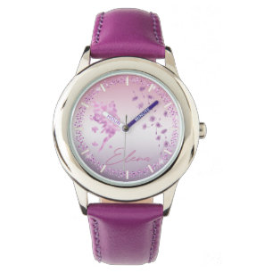 Custom clock with angel and flowers watch