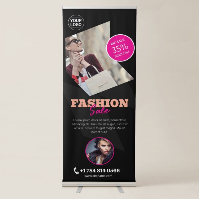 Custom Clothing Store Vertical Retractable Banner (Front)
