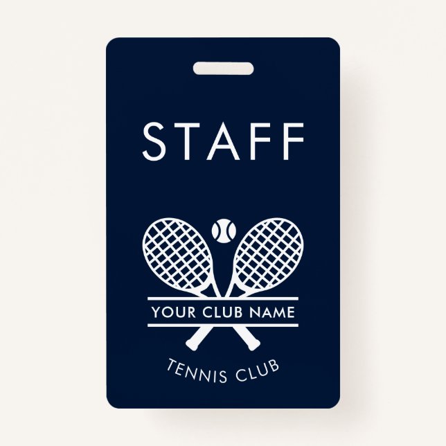 Custom Club Name Tennis Rackets Motif Any Colour ID Badge (Front)