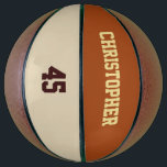 Custom Club Team Player Name Number Monogrammed Basketball<br><div class="desc">Create your own custom, personalised, faux gold and dark brown elegant stylish typography / script / text / name, brown and khaki colour, regulation size, hand stitched basketball. Simply enter the player / team / club / school / college / event / tournament name, and player jersey number, to customise....</div>