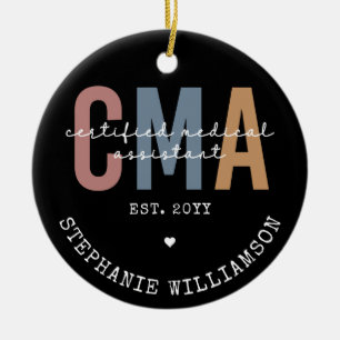Custom CMA Certified Medical Assistant Ceramic Tree Decoration