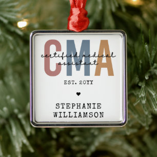 Custom CMA Certified Medical Assistant Metal Tree Decoration