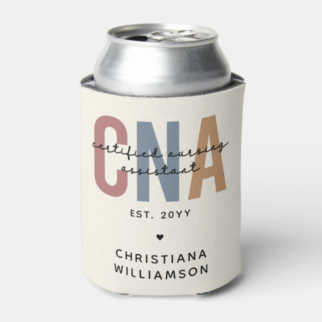 Custom CNA Retro Certified Nursing Assistant Gifts Can Cooler (Can Front)
