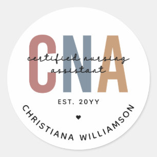 Custom CNA Retro Certified Nursing Assistant Gifts Classic Round Sticker