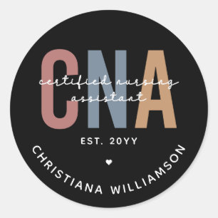 Custom CNA Retro Certified Nursing Assistant Gifts Classic Round Sticker