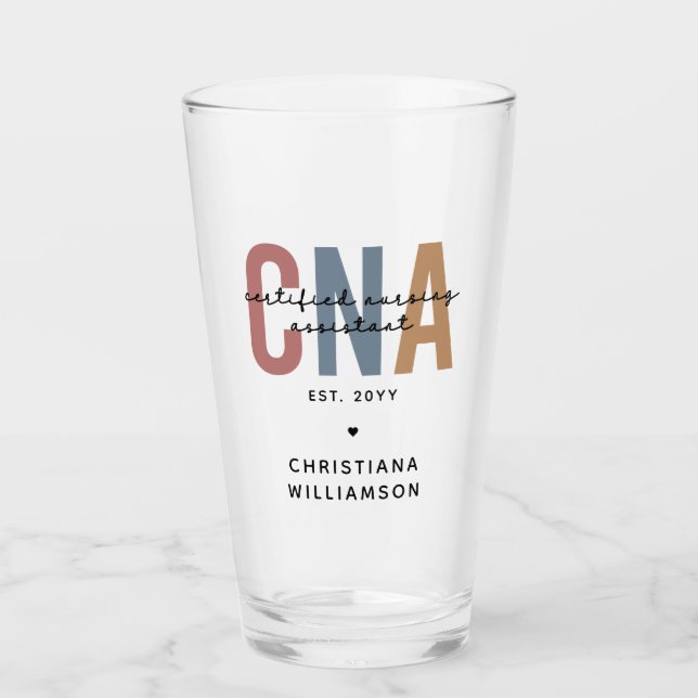 Custom CNA Retro Certified Nursing Assistant Gifts Glass (Front)