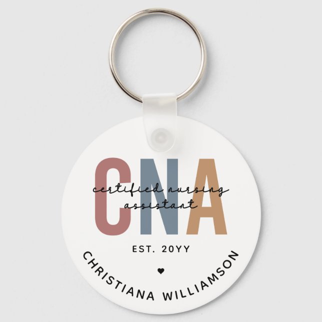 Custom CNA Retro Certified Nursing Assistant Gifts Key Ring (Front)