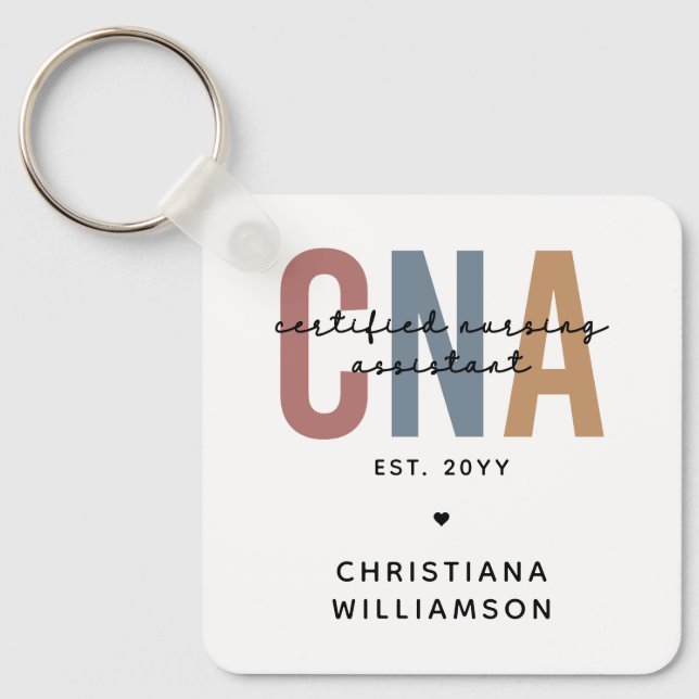 Custom CNA Retro Certified Nursing Assistant Gifts Key Ring (Front)