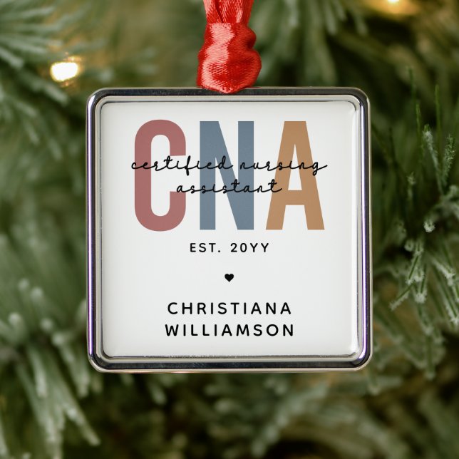 Custom CNA Retro Certified Nursing Assistant Gifts Metal Tree Decoration (Tree)