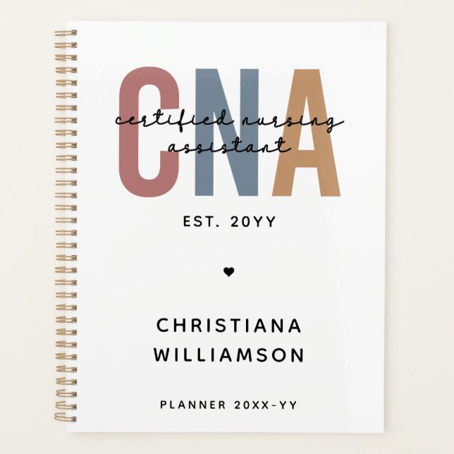 Custom CNA Retro Certified Nursing Assistant Gifts Planner (Front)