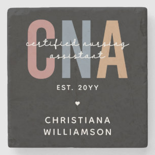 Custom CNA Retro Certified Nursing Assistant Gifts Stone Coaster