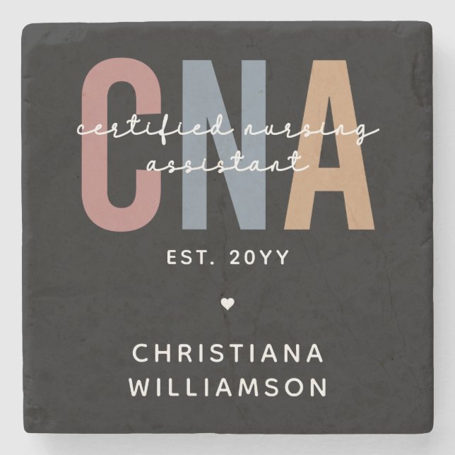 Custom CNA Retro Certified Nursing Assistant Gifts Stone Coaster (Front)