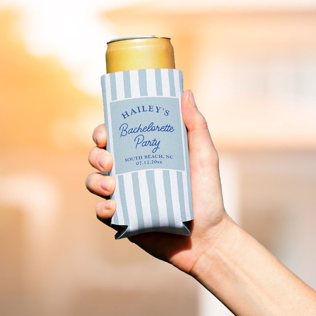 Custom Coastal Bachelorette Beachy & Fun Seltzer Can Cooler (Creator Uploaded)