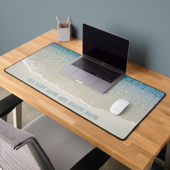 Custom Coastal Beach Ocean Waves Surf Summer Art Desk Mat (Office 2)