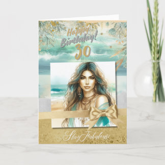 Custom Coastal Beach Themed Birthday Greeting Card