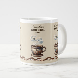 Custom Coastal Cafe Branding Large Coffee Mug