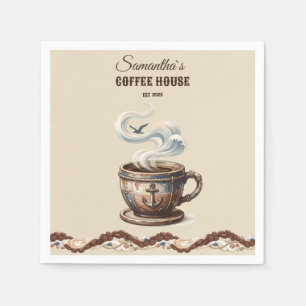 Custom Coastal Cafe Branding Napkin