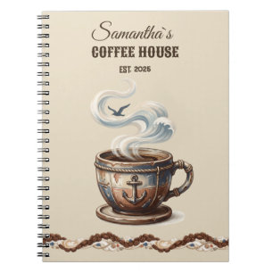 Custom Coastal Cafe Branding  Notebook
