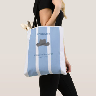 Custom Coastal Cowgirl Blue Bachelorette Tote Bag