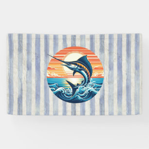 Custom Coastal/nautical/beach marlin sunset Banner