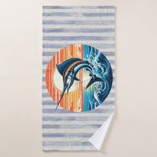 Custom Coastal/nautical/beach marlin sunset Bath Towel