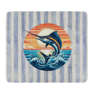 Custom Coastal/nautical/beach marlin sunset Cutting Board
