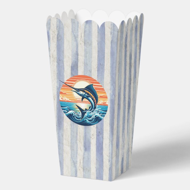Custom Coastal/nautical/beach marlin sunset Favour Box (Front)
