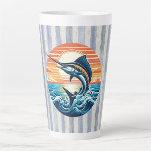 Custom Coastal/nautical/beach marlin sunset Latte Mug
