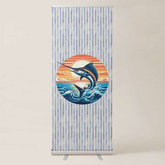 Custom Coastal/nautical/beach marlin sunset Retractable Banner (Front)