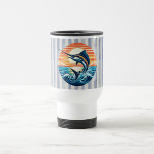 Custom Coastal/nautical/beach marlin sunset Travel Mug